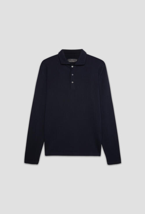 Knit polo with shirt collar Navy Blue